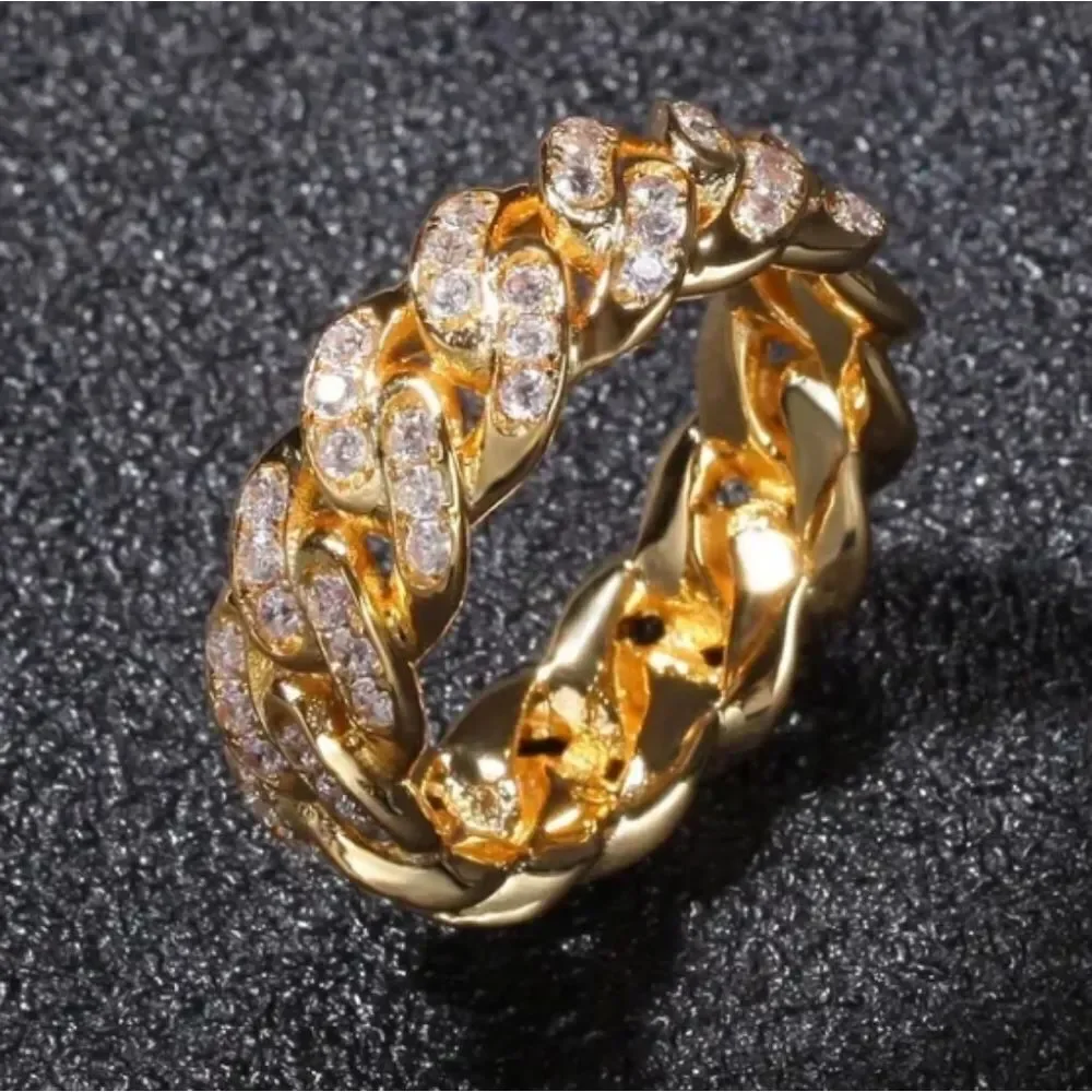 Vintage Mens Simulated Diamond chain ring